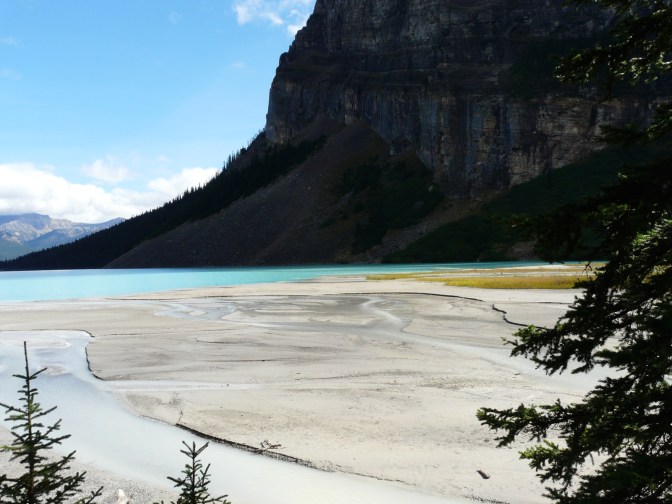 Silt beaches at head of L.Louise